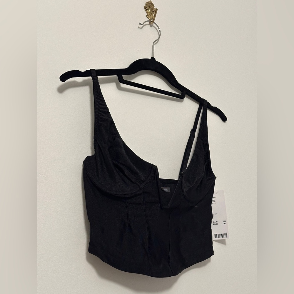 NWT Out from Under Black Satin Crop Top size Medium
